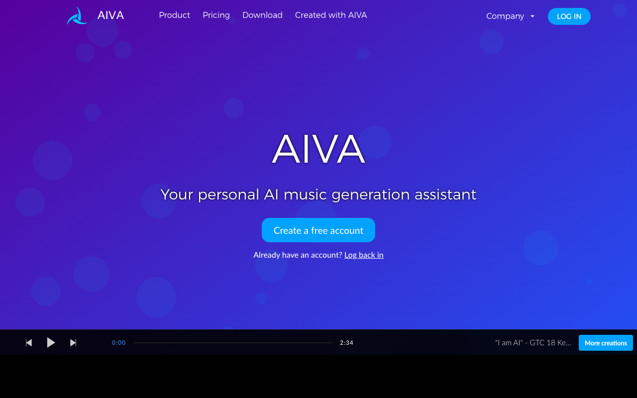 Screenshot von AIVA