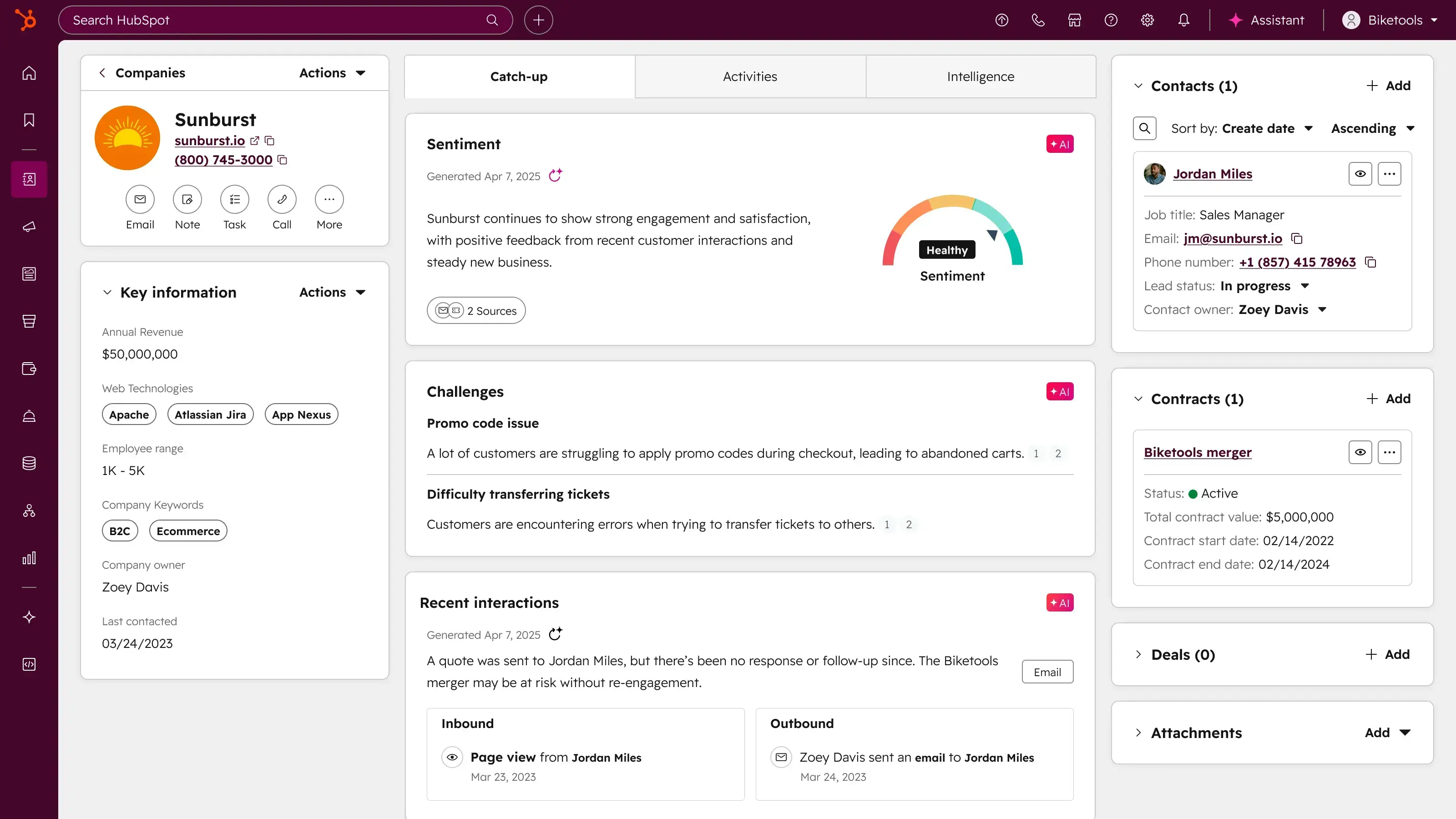 Screenshot von HubSpot AI