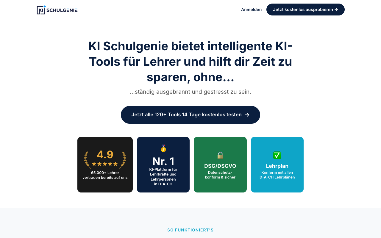 Screenshot von KI Schulgenie