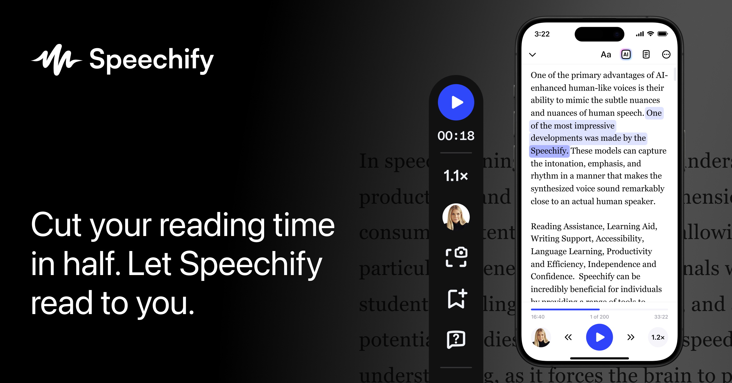 Screenshot von Speechify