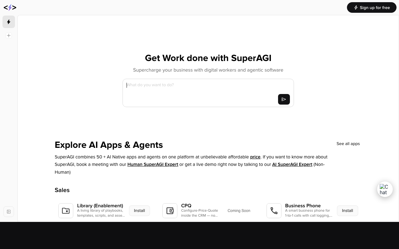 Screenshot von SuperAGI